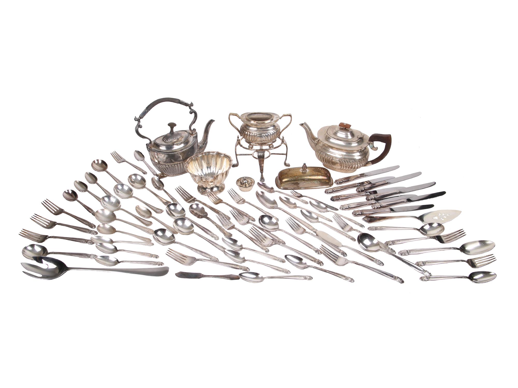 LARGE COLLECTION VINTAGE SILVER PLATED TABLE WARE PIC-0